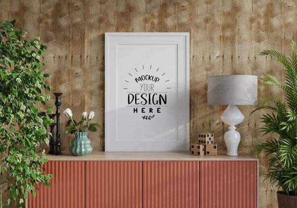 Free Poster Frame In Living Room Psd Mockup Psd