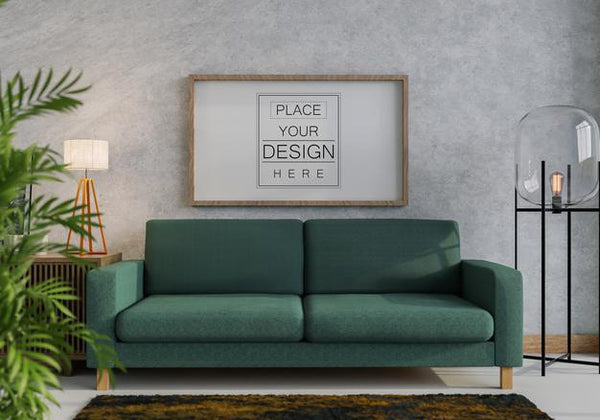 Free Poster Frame In Living Room Psd Mockup Psd