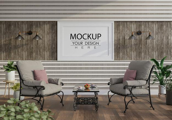 Free Poster Frame In Living Room Psd Mockup Psd