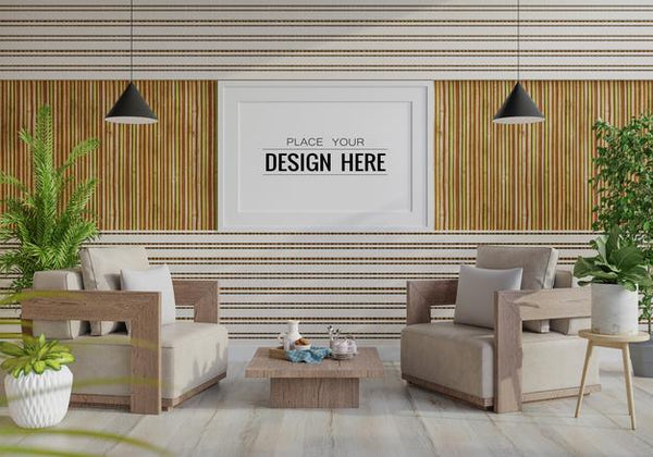 Free Poster Frame In Living Room Psd Mockup Psd