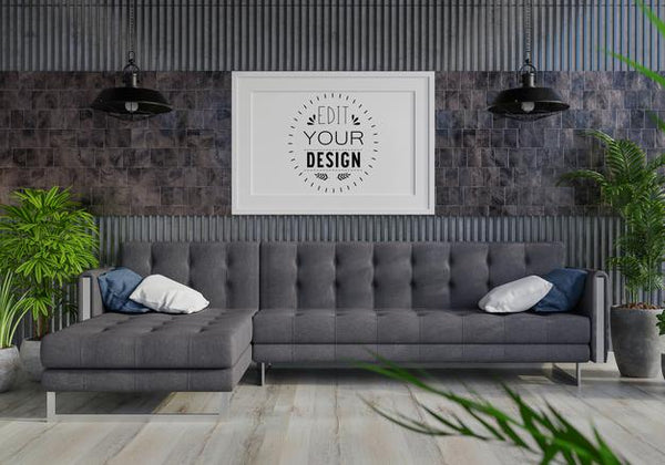 Free Poster Frame In Living Room Psd Mockup Psd