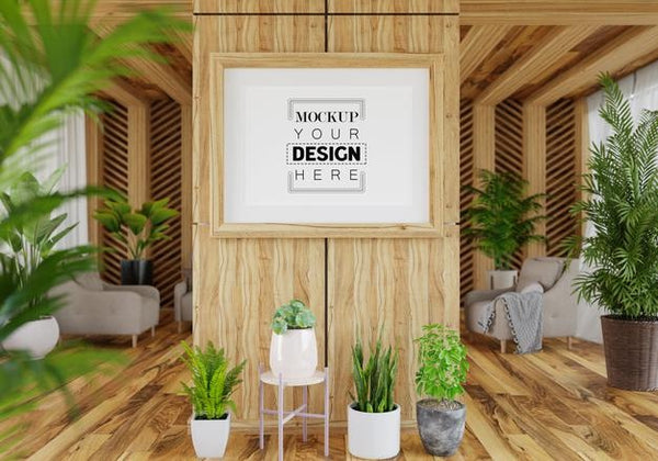 Free Poster Frame In Living Room Psd Mockup Psd