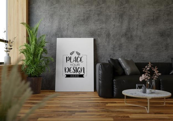 Free Poster Frame In Living Room Psd Mockup Psd