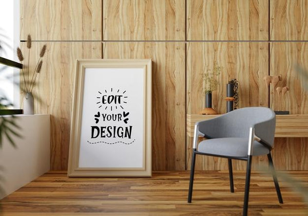 Free Poster Frame In Living Room Psd Mockup Psd