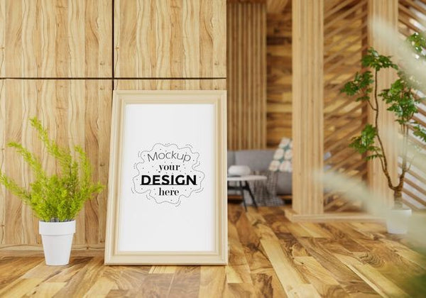 Free Poster Frame In Living Room Psd Mockup Psd