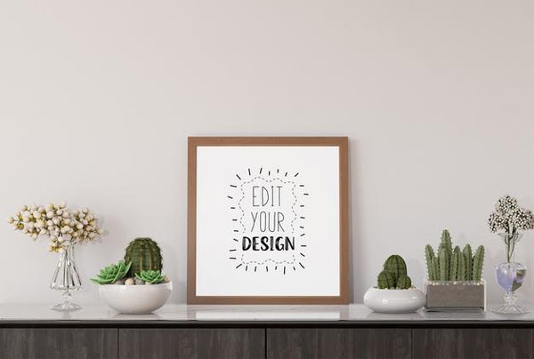 Free Poster Frame In Living Room Psd Mockup Psd