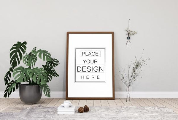 Free Poster Frame In Living Room Psd Mockup Psd