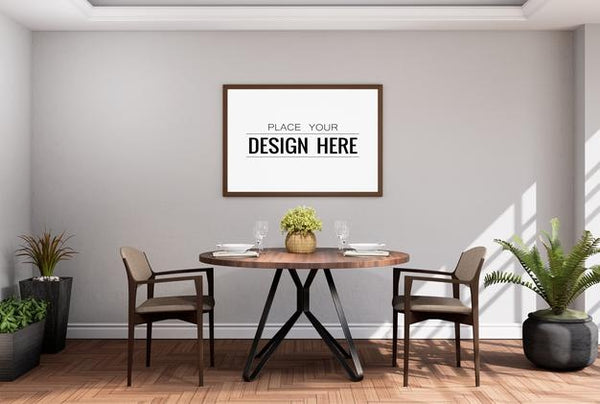 Free Poster Frame In Living Room Psd Mockup Psd