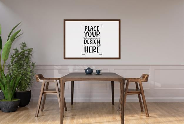 Free Poster Frame In Living Room Psd Mockup Psd