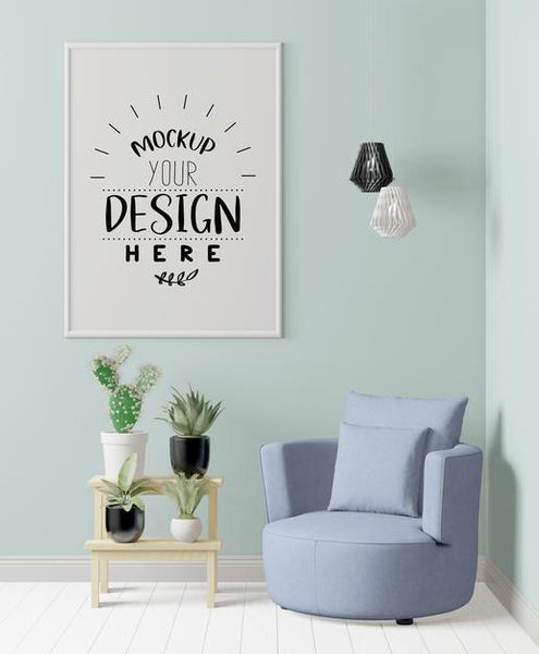 Free Poster Frame In Living Room Psd