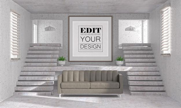 Free Poster Frame In Living Room Psd