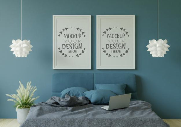 Free Poster Frame Interior In A Bedroom Psd