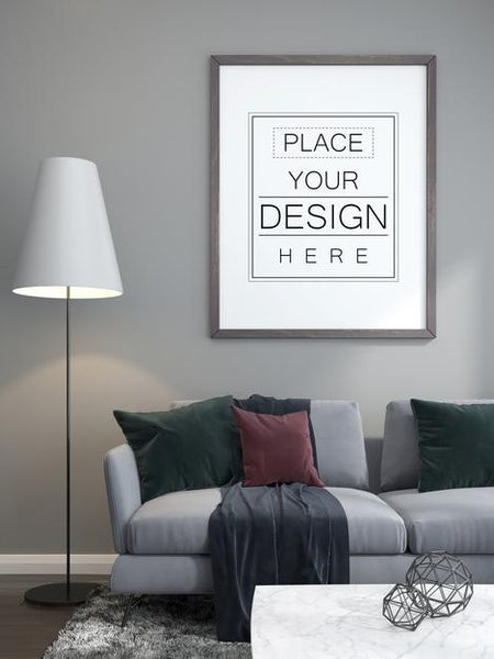 Free Poster Frame Mockup In Living Room Psd