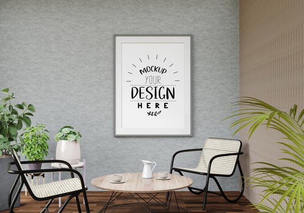 Free Poster Frame Mockup In Living Room Psd