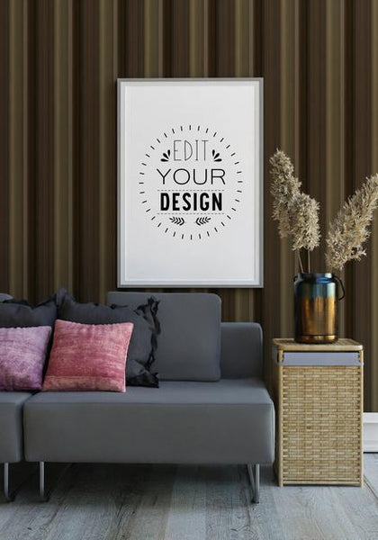 Free Poster Frame Mockup In Living Room Psd