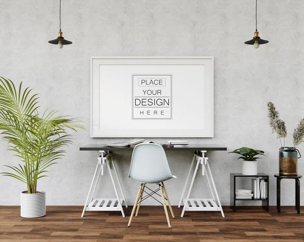 Free Poster Frame Mockup In Living Room Psd