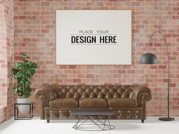 Free Poster Frame Mockup In Living Room Psd