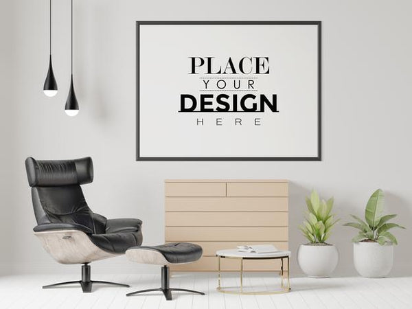 Free Poster Frame Mockup In Living Room Psd