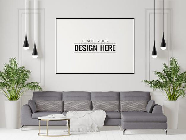 Free Poster Frame Mockup In Living Room Psd