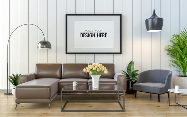 Free Poster Frame Mockup In Living Room Psd