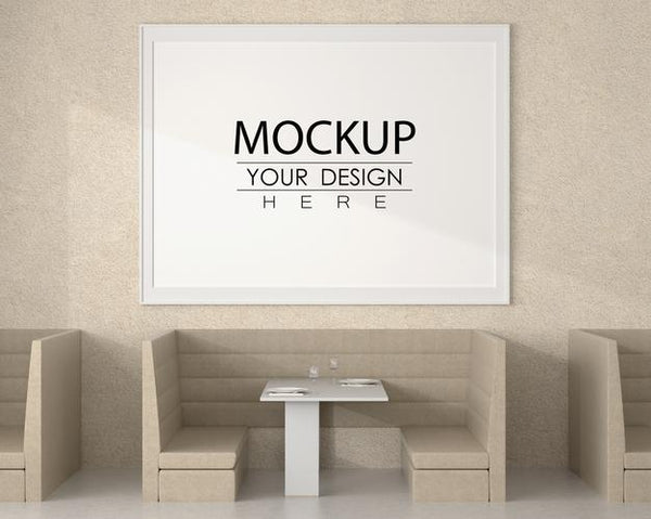 Free Poster Frame Mockup In Living Room Psd