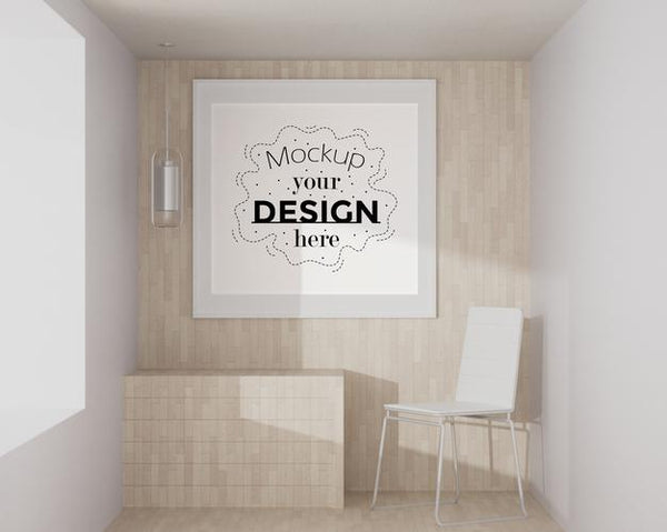 Free Poster Frame Mockup In Living Room Psd