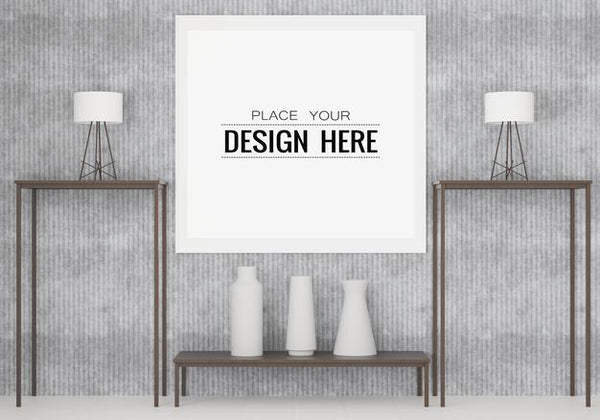 Free Poster Frame Mockup In Living Room Psd