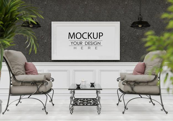 Free Poster Frame Mockup In Living Room Psd