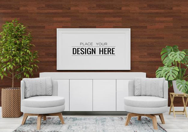 Free Poster Frame Mockup In Living Room Psd