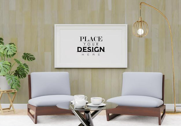 Free Poster Frame Mockup In Living Room Psd