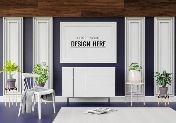 Free Poster Frame Mockup In Living Room Psd