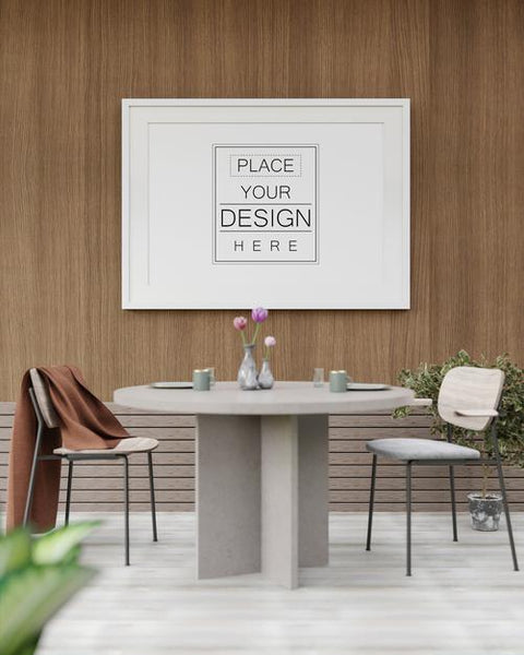 Free Poster Frame Mockup In Living Room Psd