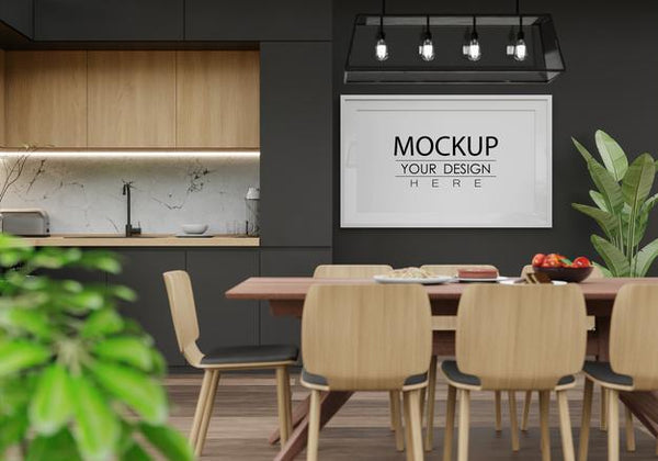 Free Poster Frame Mockup In Living Room Psd