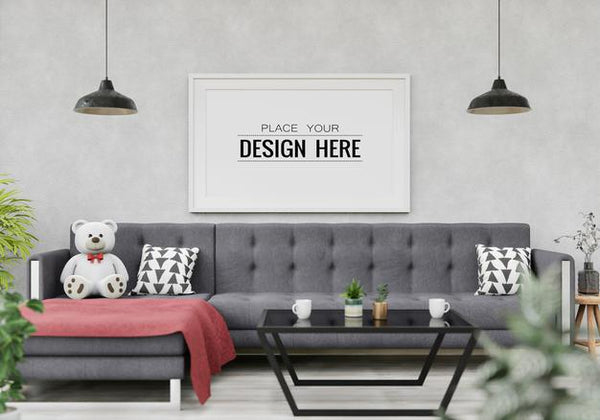 Free Poster Frame Mockup In Living Room Psd