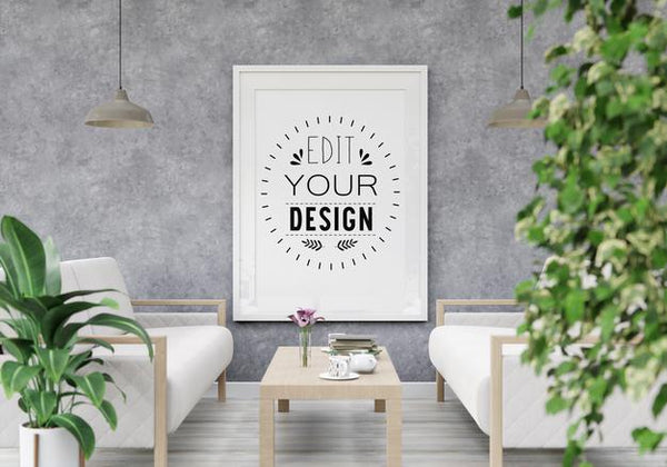 Free Poster Frame Mockup In Living Room Psd