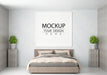 Free Poster Frame Mockup Interior In A Bedroom Psd