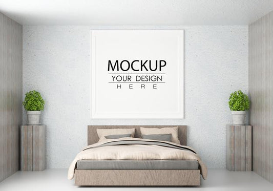 Free Poster Frame Mockup Interior In A Bedroom Psd
