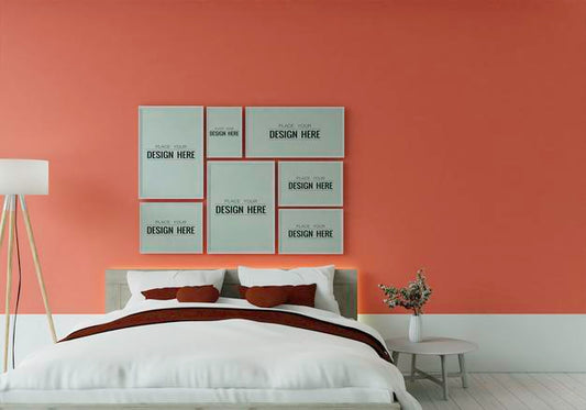 Free Poster Frame Mockup Interior In A Bedroom Psd