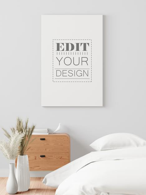 Free Poster Frame Mockup Interior In A Bedroom Psd