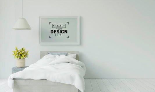 Free Poster Frame Mockup Interior In A Bedroom Psd