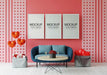 Free Poster Frame Mockup Interior In A Bedroom Psd
