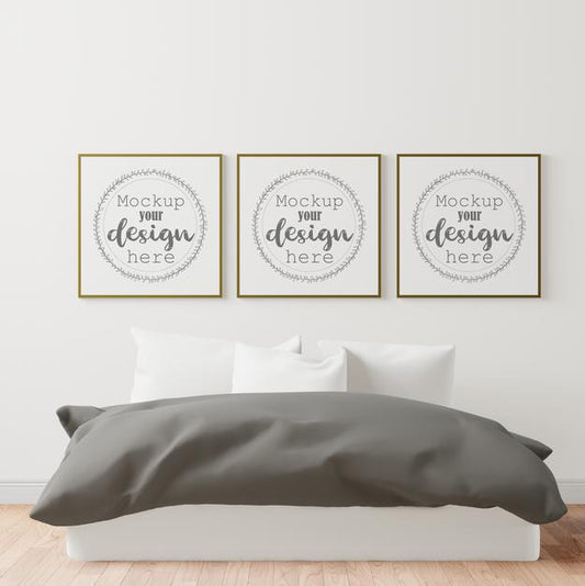 Free Poster Frame Mockup Interior In A Bedroom Psd
