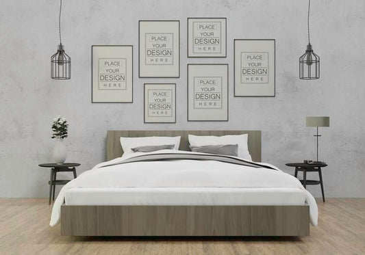 Free Poster Frame Mockup Interior In A Bedroom Psd