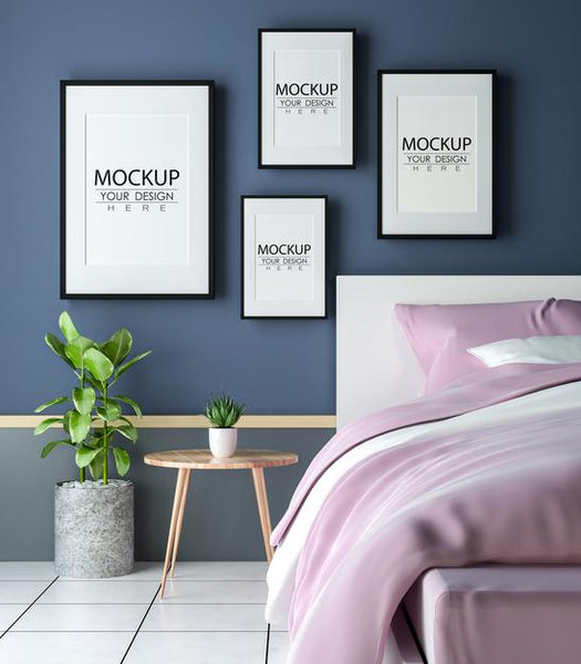 Free Poster Frame Mockup Interior In A Bedroom Psd