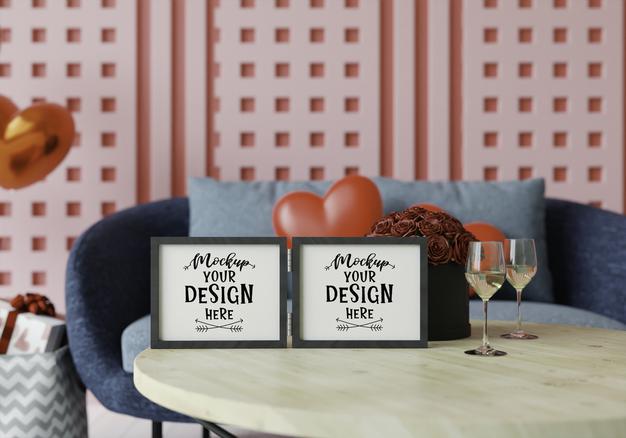 Free Poster Frame Mockup Interior In A Bedroom Psd