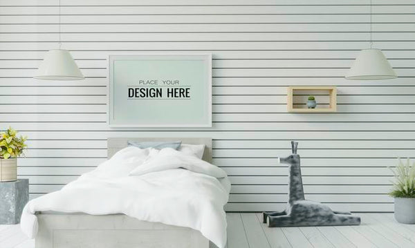 Free Poster Frame Mockup Interior In A Bedroom Psd