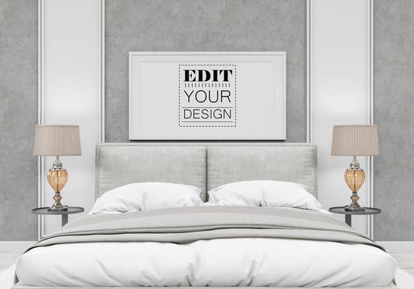 Free Poster Frame Mockup Interior In A Bedroom Psd