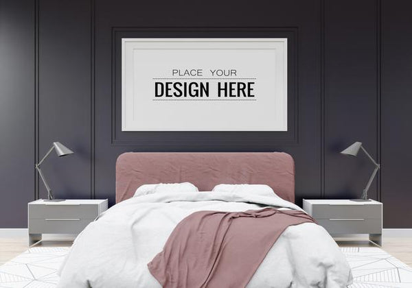 Free Poster Frame Mockup Interior In A Bedroom Psd