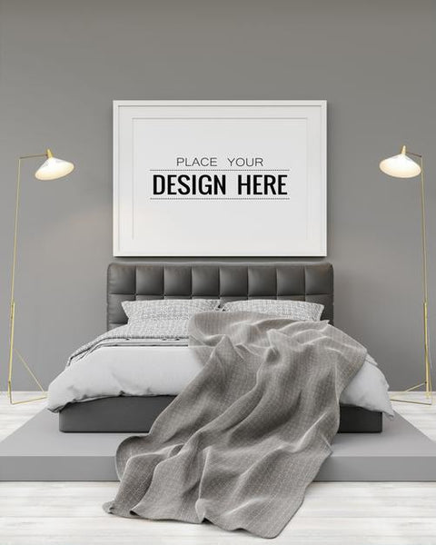 Free Poster Frame Mockup Interior In A Bedroom Psd