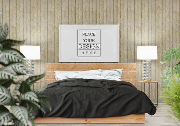 Free Poster Frame Mockup Interior In A Bedroom Psd